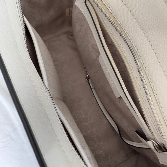 Michael Kors Selma Saffiano Leather Colour Block Medium Satchel Bag Black White - Picture 10 of 12